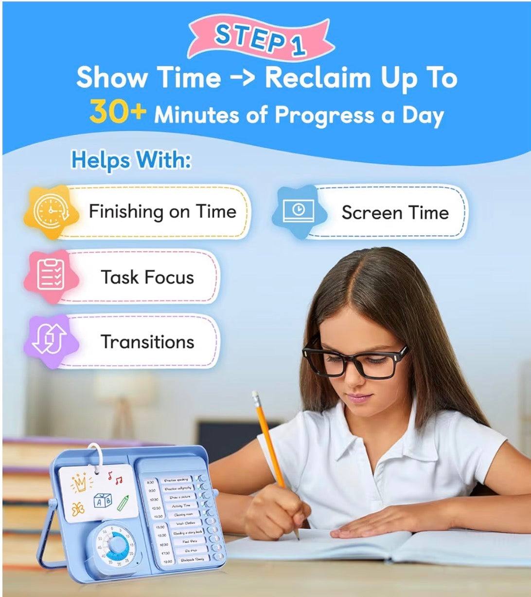 Autism Schedule Support Kit visual timer and chore chart for kids to improve focus and transitions