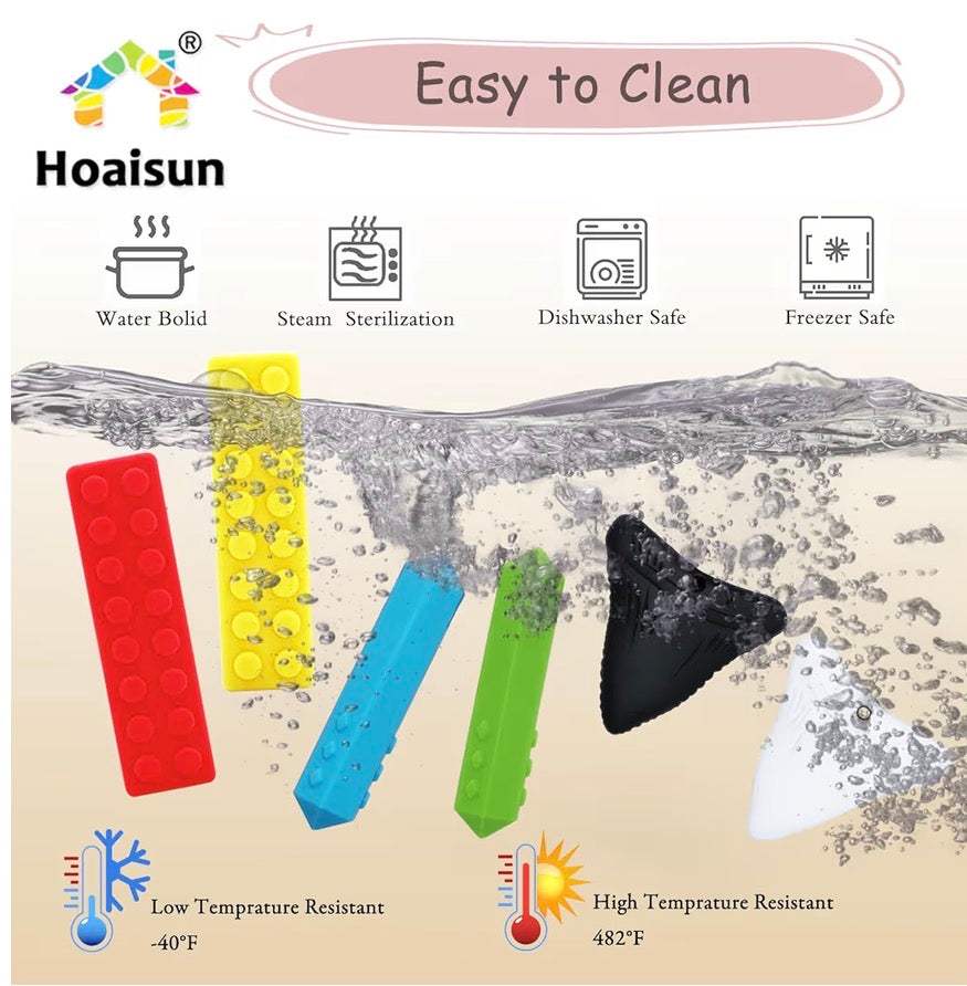 Haoisun chewy necklaces for sensory kids, easy to clean, water, steam, dishwasher, and freezer safe, temperature resistant