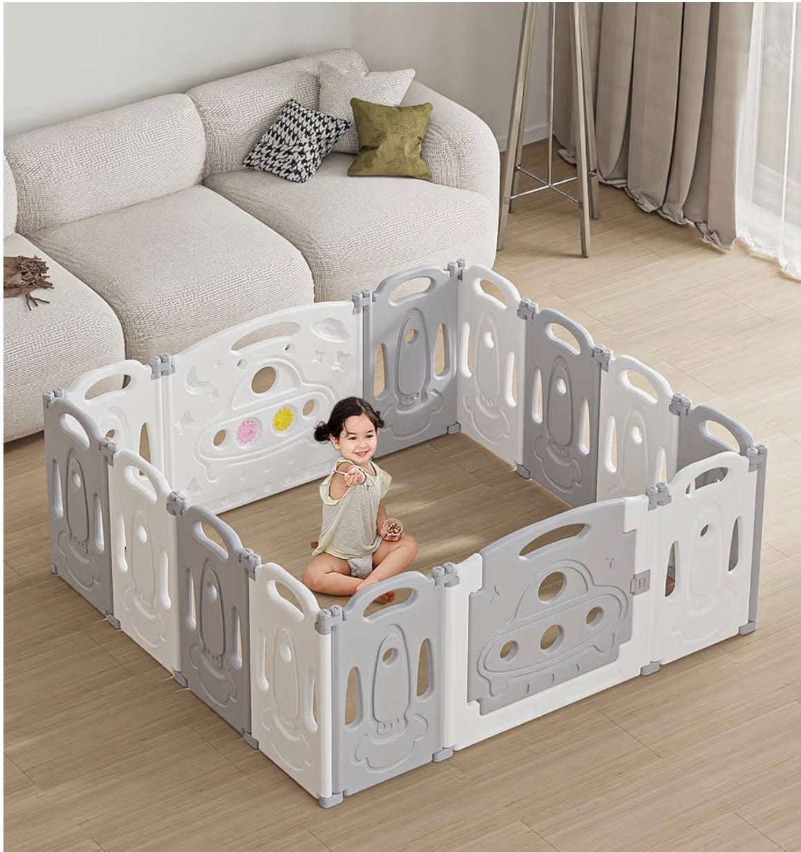 Qaba 2.1' 14 Pcs foldable children playpen safety gate with indoor activity center